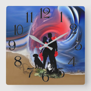 Horloge Carrée Valentine Lovers