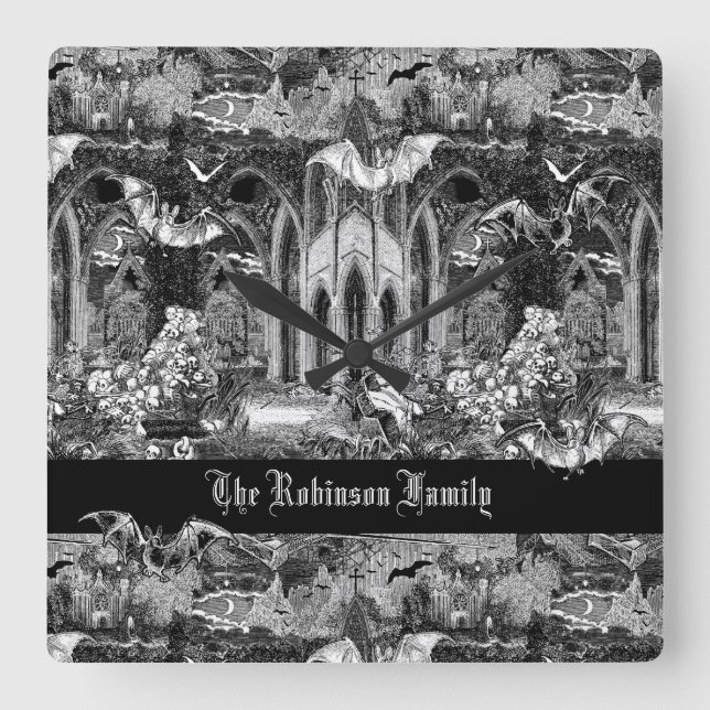 Horloge Carrée Vampires gothiques les plus sombres Crypte Graves  (Recto)