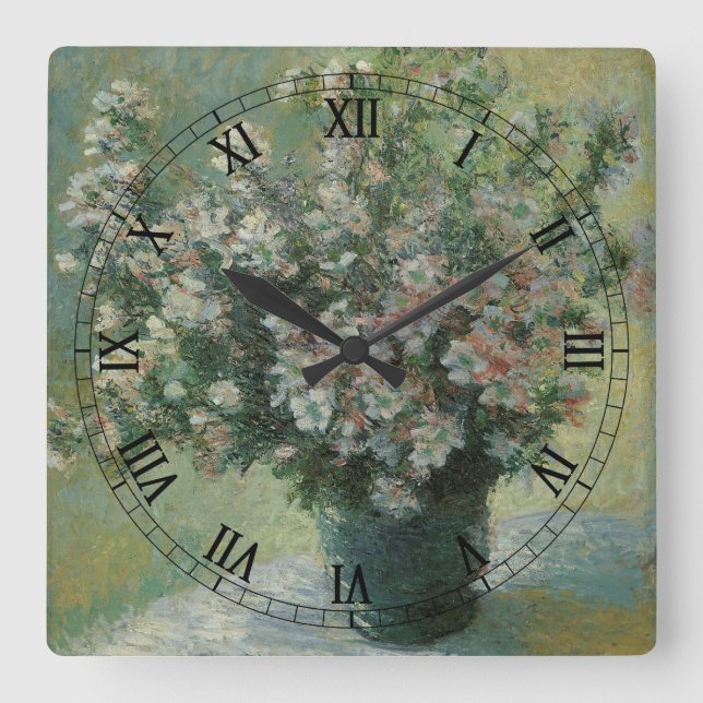 Horloge Carrée Vase des fleurs de Claude Monet (Recto)