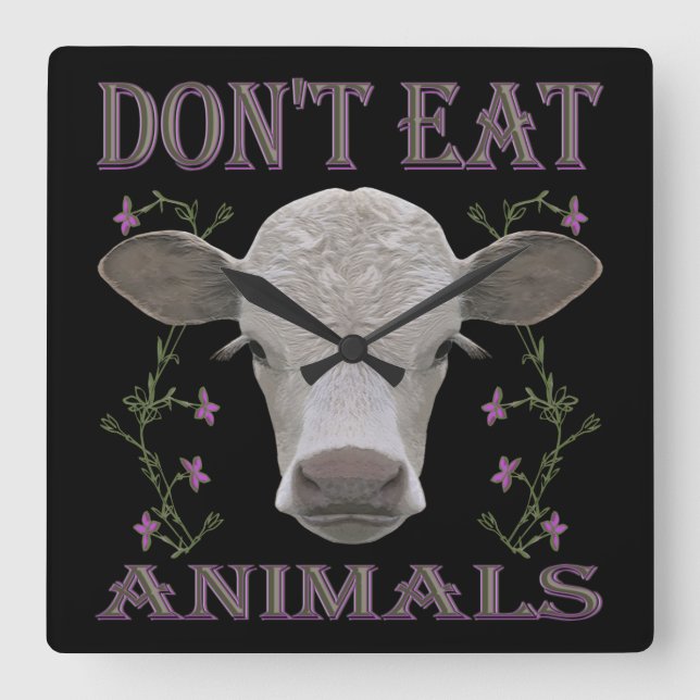 Horloge Carrée Vegan - Tiere wollen leben - WU07 (Recto)