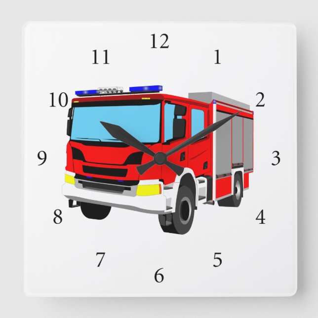 Horloge Carrée Véhicule de lutte contre l'incendie (Recto)