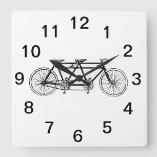Horloge Carrée Vélo Ancien Construit Pour Deux / Vélo Tandem