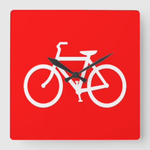 Horloge Carrée Vélo rouge et blanc