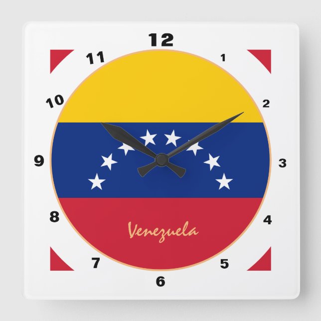 Horloge Carrée Venezuela moderne Drapeau, Venezuela Accueil / des (Recto)