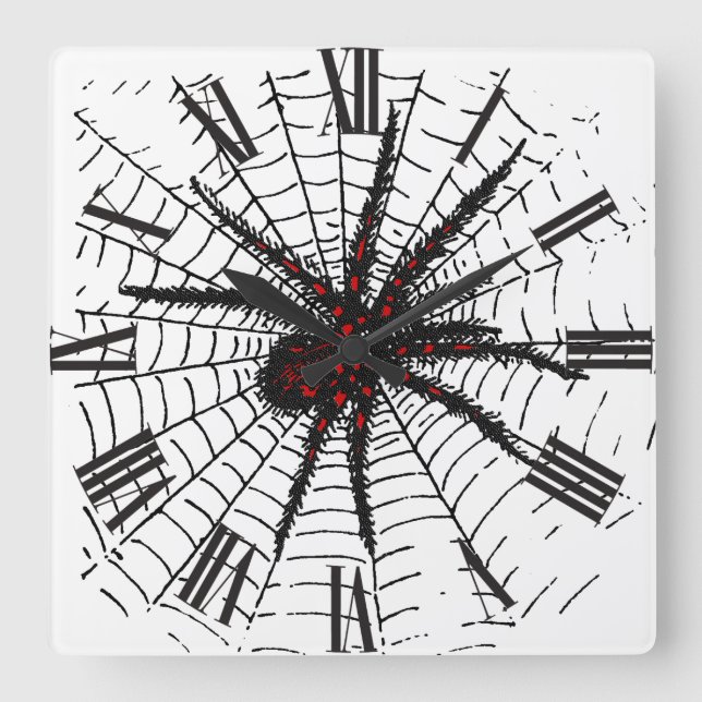 Horloge Carrée Venomous Black Spider effrayant Insect Art (Recto)
