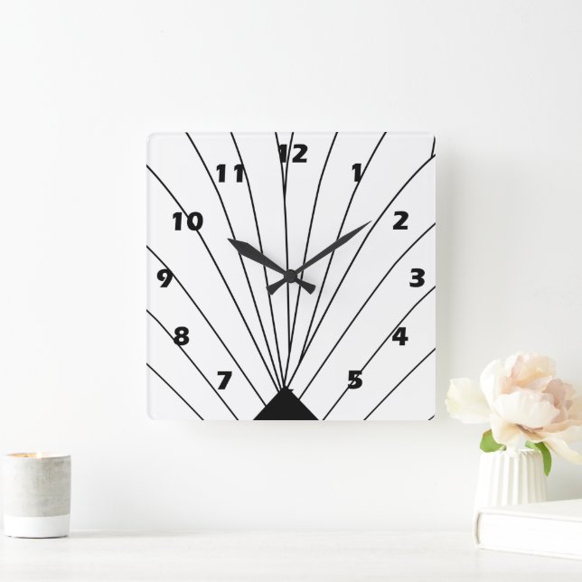 Horloge Carrée Ventilateur Art Déco Noir Et Blanc (Maison)