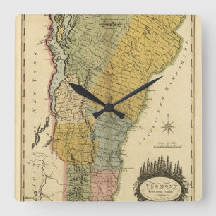 Horloge Carrée Vermont, D'après l'enquête réelle - Carte Vinta