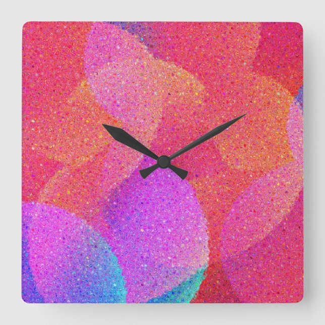Horloge Carrée Verre Coloré (Recto)