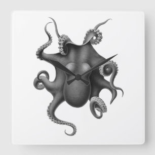 HORLOGE CARRÉE VERROUILLE ACRYLIQUE NAUTIQUE "OCTOPUS"