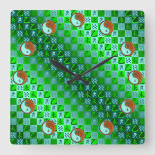 Horloge Carrée Verseau & Chèvre de Bois