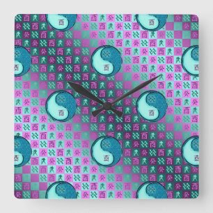 Horloge Carrée Verseau & Coq d'Eau