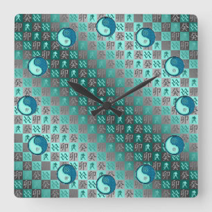 Horloge Carrée Verseau & Lapin d'Eau