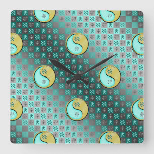 Horloge Carrée Verseau & Lapin Métal