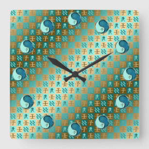 Horloge Carrée Verseau & Rat d'eau