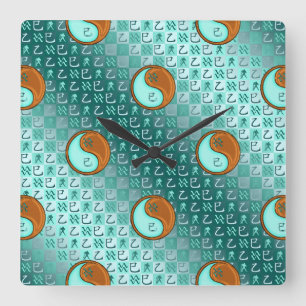 Horloge Carrée Verseau & Serpent de Bois