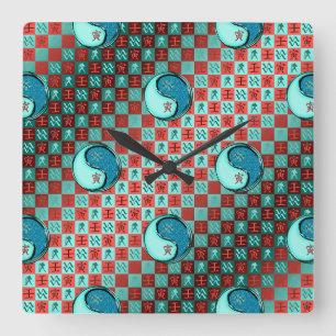 Horloge Carrée Verseau & Tigre d'eau