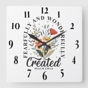 Horloge Carrée Verset biblique chrétienne inspirant