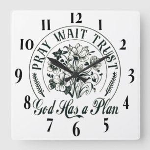 Horloge Carrée Verset biblique chrétienne inspirant
