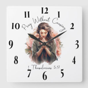 Horloge Carrée Verset biblique chrétienne inspirant