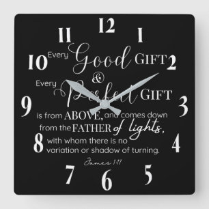 Horloge Carrée Verset biblique chrétienne inspirant