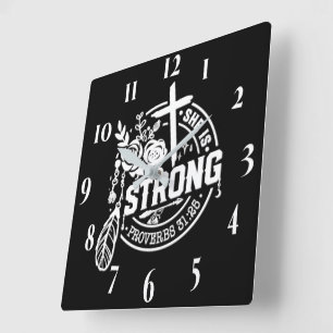 Horloge Carrée Verset biblique chrétienne inspirant
