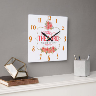 Horloge Carrée Verset biblique chrétienne inspirant