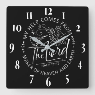Horloge Carrée Verset biblique chrétienne inspirant