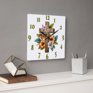 Horloge Carrée Verset biblique chrétienne inspirant