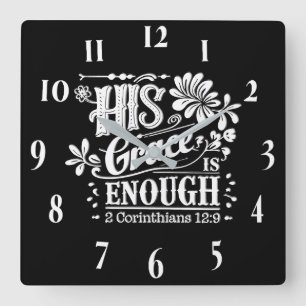 Horloge Carrée Verset biblique chrétienne inspirant