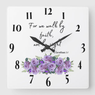 Horloge Carrée Verset biblique chrétienne inspirant