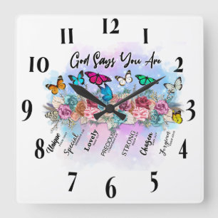 Horloge Carrée Verset biblique chrétienne inspirant