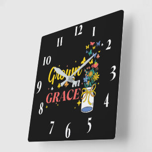 Horloge Carrée Verset biblique chrétienne inspirant