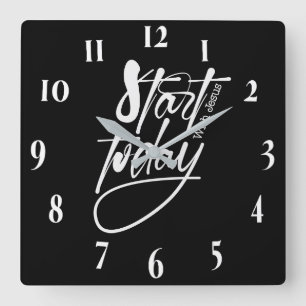 Horloge Carrée Verset biblique chrétienne inspirant
