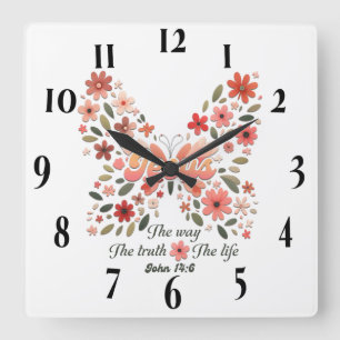 Horloge Carrée Verset biblique chrétienne inspirant