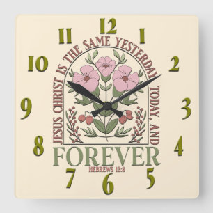 Horloge Carrée Verset biblique chrétienne inspirant