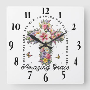 Horloge Carrée Verset biblique chrétienne inspirant
