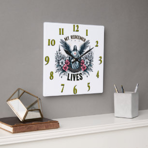 Horloge Carrée Verset biblique chrétienne inspirant