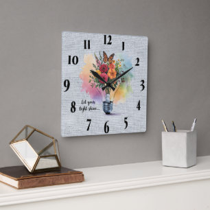 Horloge Carrée Verset biblique chrétienne inspirant /Écriture