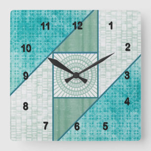 Horloge Carrée Vert et turquoise de menthe de fenêtre de grenier