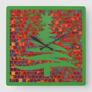 Horloge Carrée Vert sapin de Noël