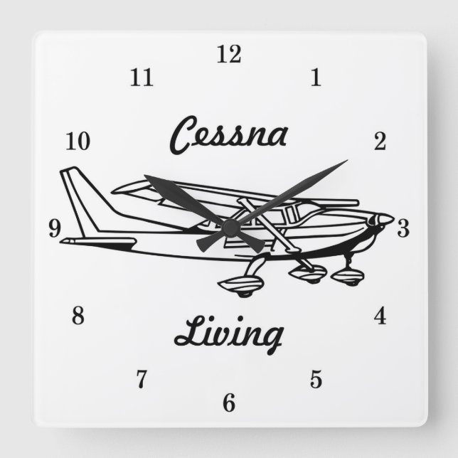 Horloge Carrée Very Cool Cessna Living Airplane Wall Clock (Recto)