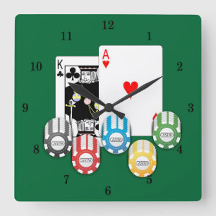 Horloge Carrée Very Fun BlackJack Casino Wall Clock