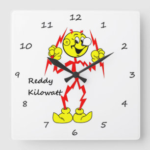 Horloge Carrée Very Fun Reddy Kilowatt Wall Clock