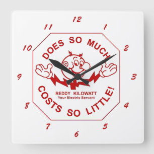 Horloge Carrée Very Fun Reddy Kilowatt Wall Clock
