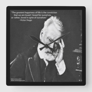 Horloge Carrée Victor Hugo & Happiness Quote Square Wall Clock