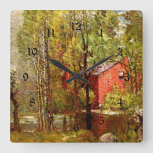 Horloge Carrée Vieille maison en briques sur le Neponset