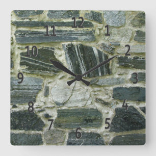 Horloge Carrée Vieux mur en pierre