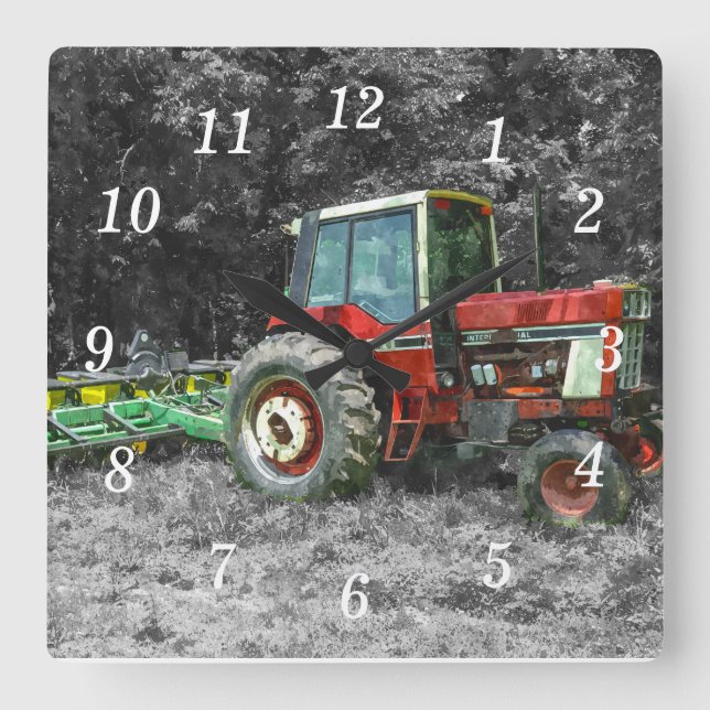 Horloge Carrée Vieux tracteur international (Recto)
