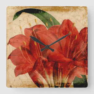 Horloge Carrée VIII floral vibrant