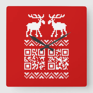 Horloge Carrée Vilain Sweater QR Code Bonne année!